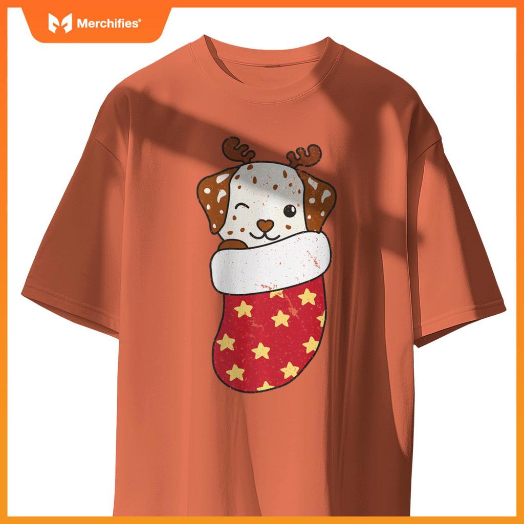 Cute Dogs In Christmas Stockings For Christmas Dalmatians T-Shirt
