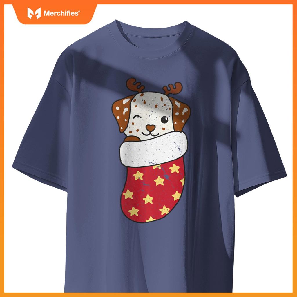 Cute Dogs In Christmas Stockings For Christmas Dalmatians T-Shirt