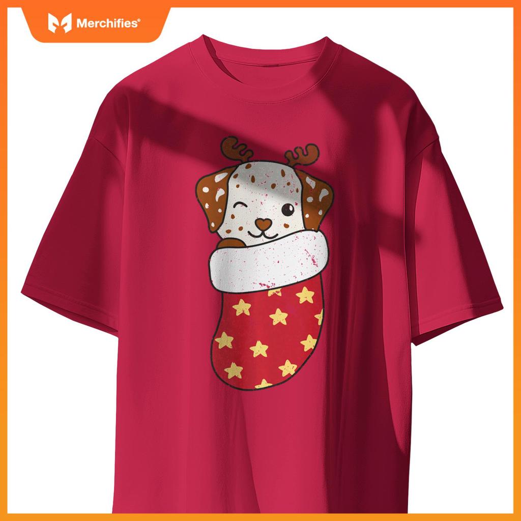 Cute Dogs In Christmas Stockings For Christmas Dalmatians T-Shirt