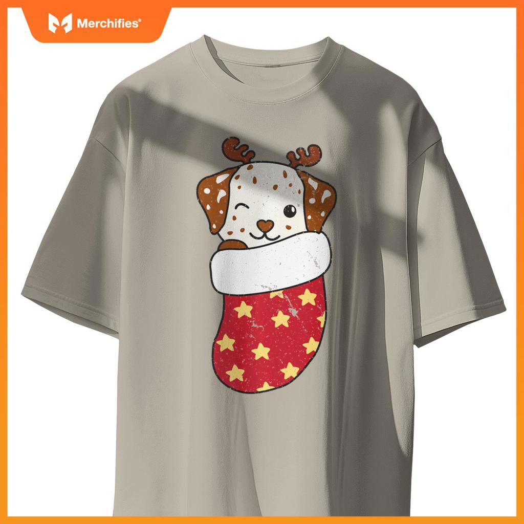 Cute Dogs In Christmas Stockings For Christmas Dalmatians T-Shirt