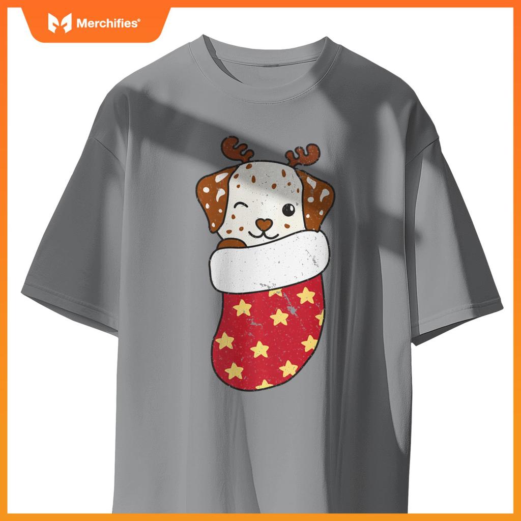 Cute Dogs In Christmas Stockings For Christmas Dalmatians T-Shirt