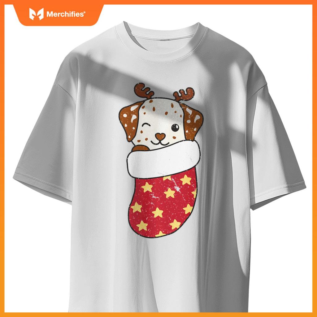 Cute Dogs In Christmas Stockings For Christmas Dalmatians T-Shirt