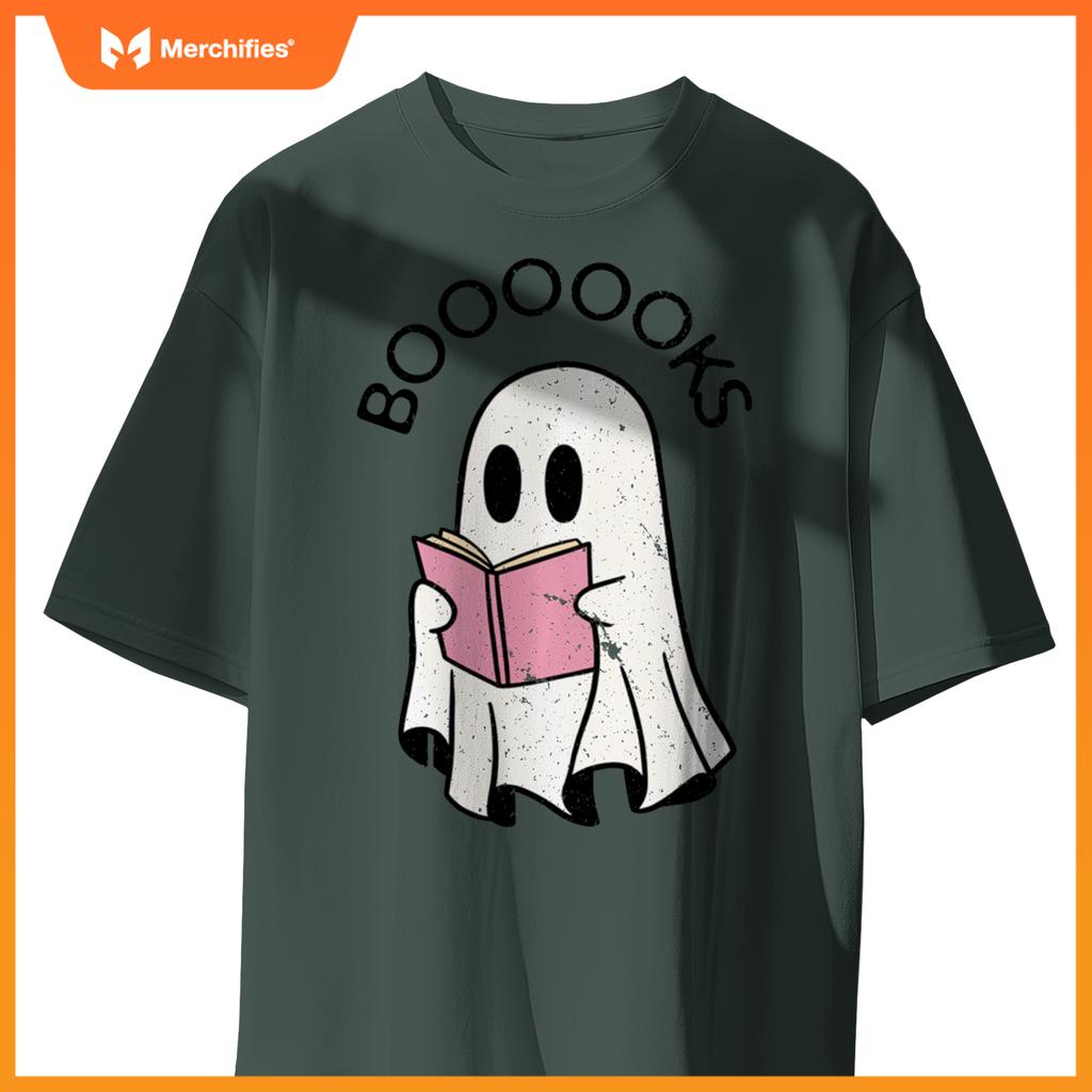 Cute Ghost Book Reading Halloween Books Lover Teacher