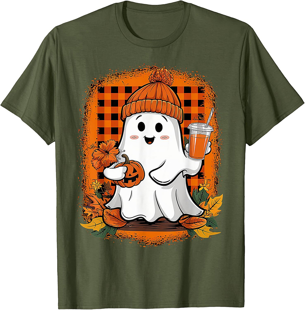 Cute Ghost Fall Pumpkin Halloween Gifts For Men Women Kids T-Shirt