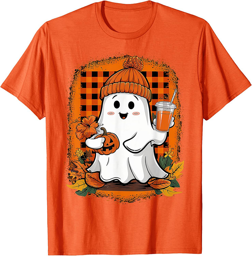 Cute Ghost Fall Pumpkin Halloween Gifts For Men Women Kids T-Shirt