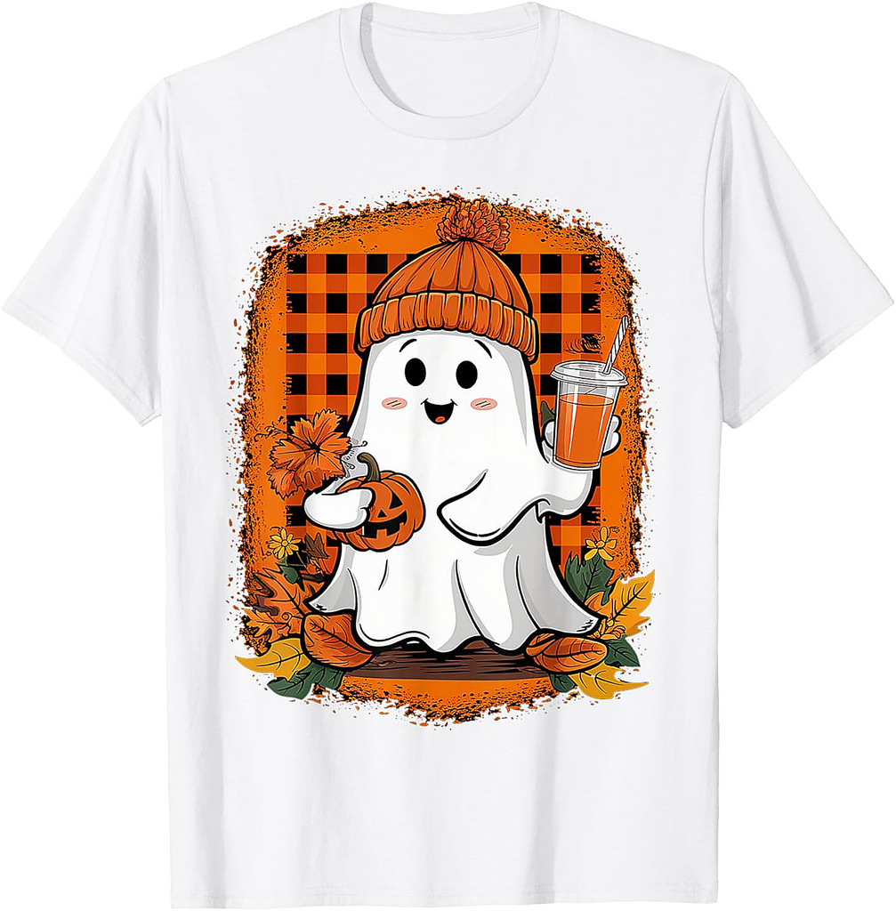 Cute Ghost Fall Pumpkin Halloween Gifts For Men Women Kids T-Shirt