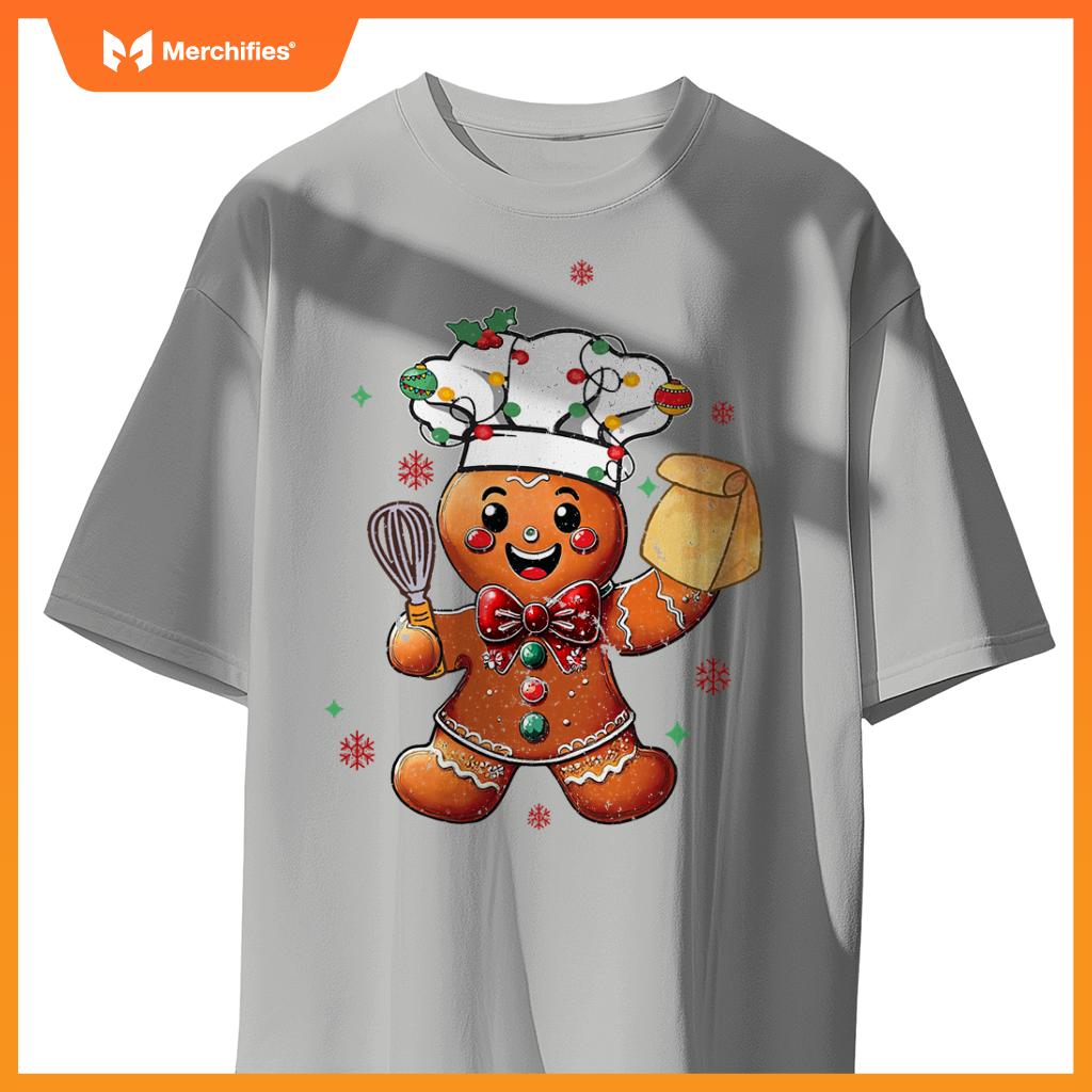Cute Gingerbread Man Baker Funny Christmas Chef Bake Cookies T-Shirt