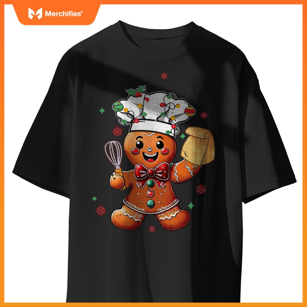 Cute Gingerbread Man Baker Funny Christmas Chef Bake Cookies T-Shirt