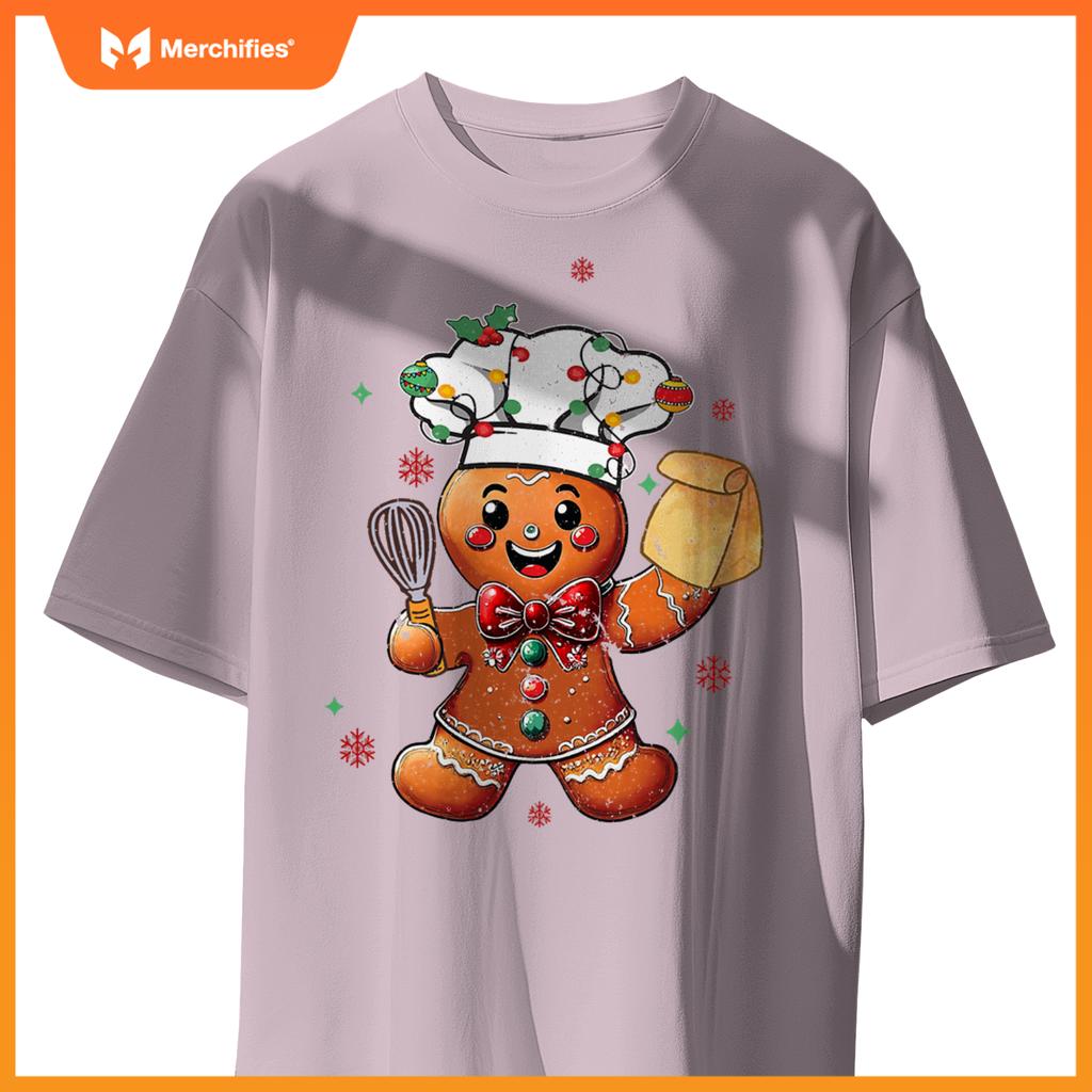Cute Gingerbread Man Baker Funny Christmas Chef Bake Cookies T-Shirt