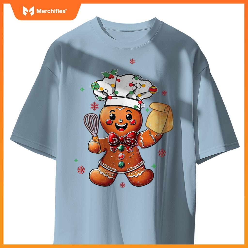 Cute Gingerbread Man Baker Funny Christmas Chef Bake Cookies T-Shirt