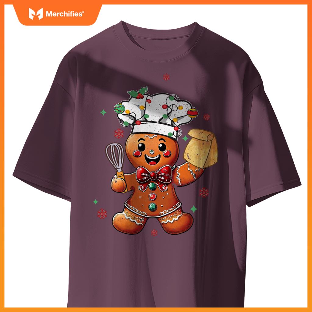 Cute Gingerbread Man Baker Funny Christmas Chef Bake Cookies T-Shirt