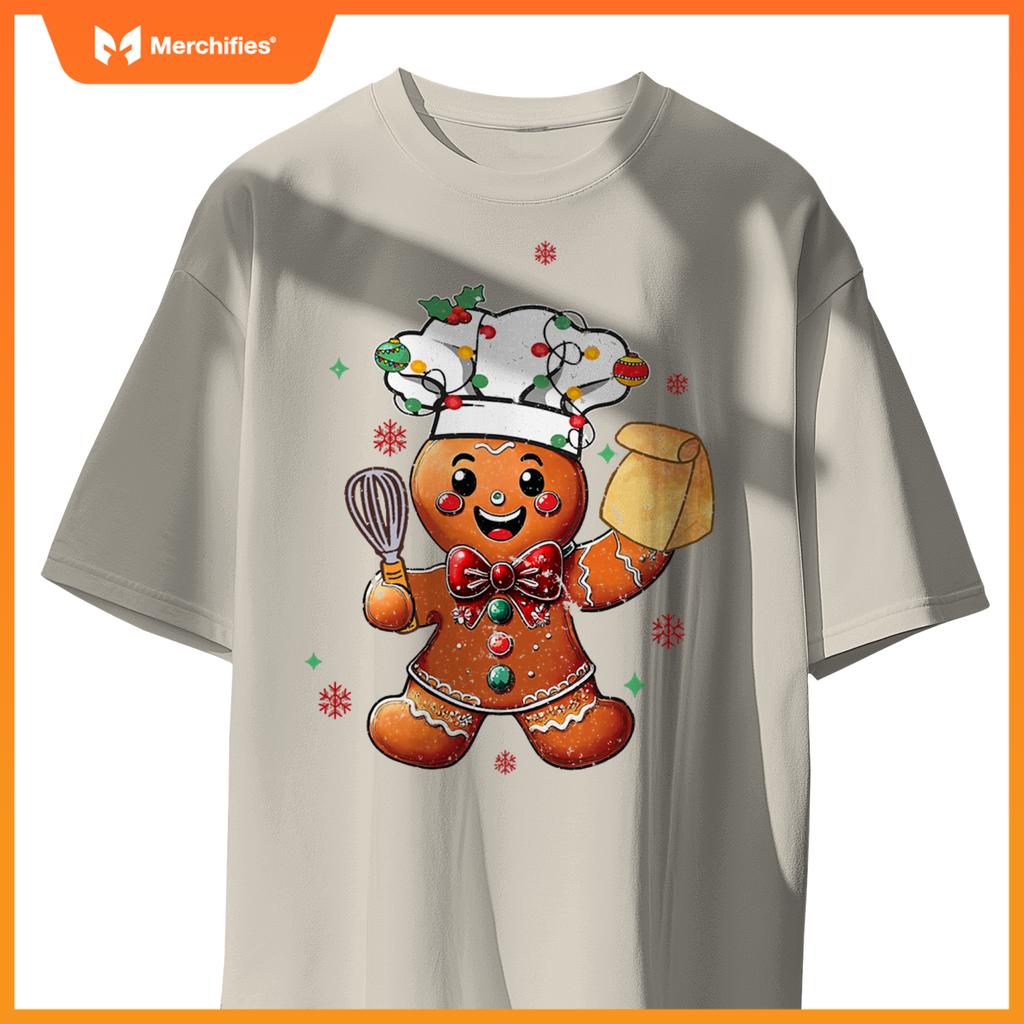 Cute Gingerbread Man Baker Funny Christmas Chef Bake Cookies T-Shirt