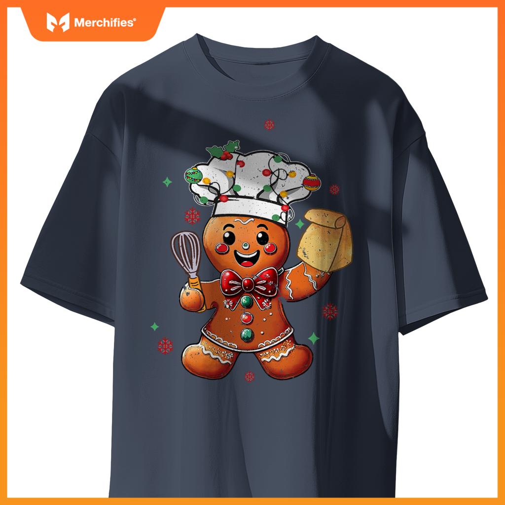 Cute Gingerbread Man Baker Funny Christmas Chef Bake Cookies T-Shirt