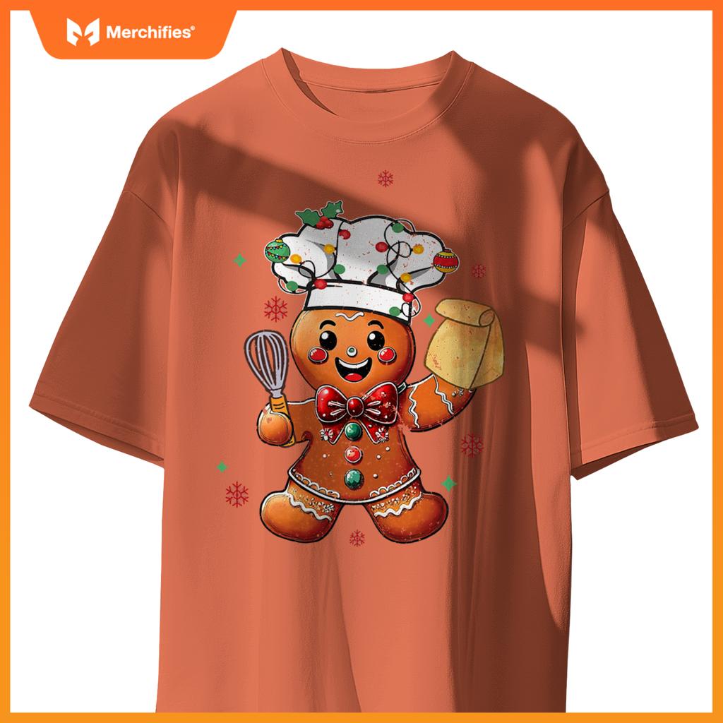 Cute Gingerbread Man Baker Funny Christmas Chef Bake Cookies T-Shirt