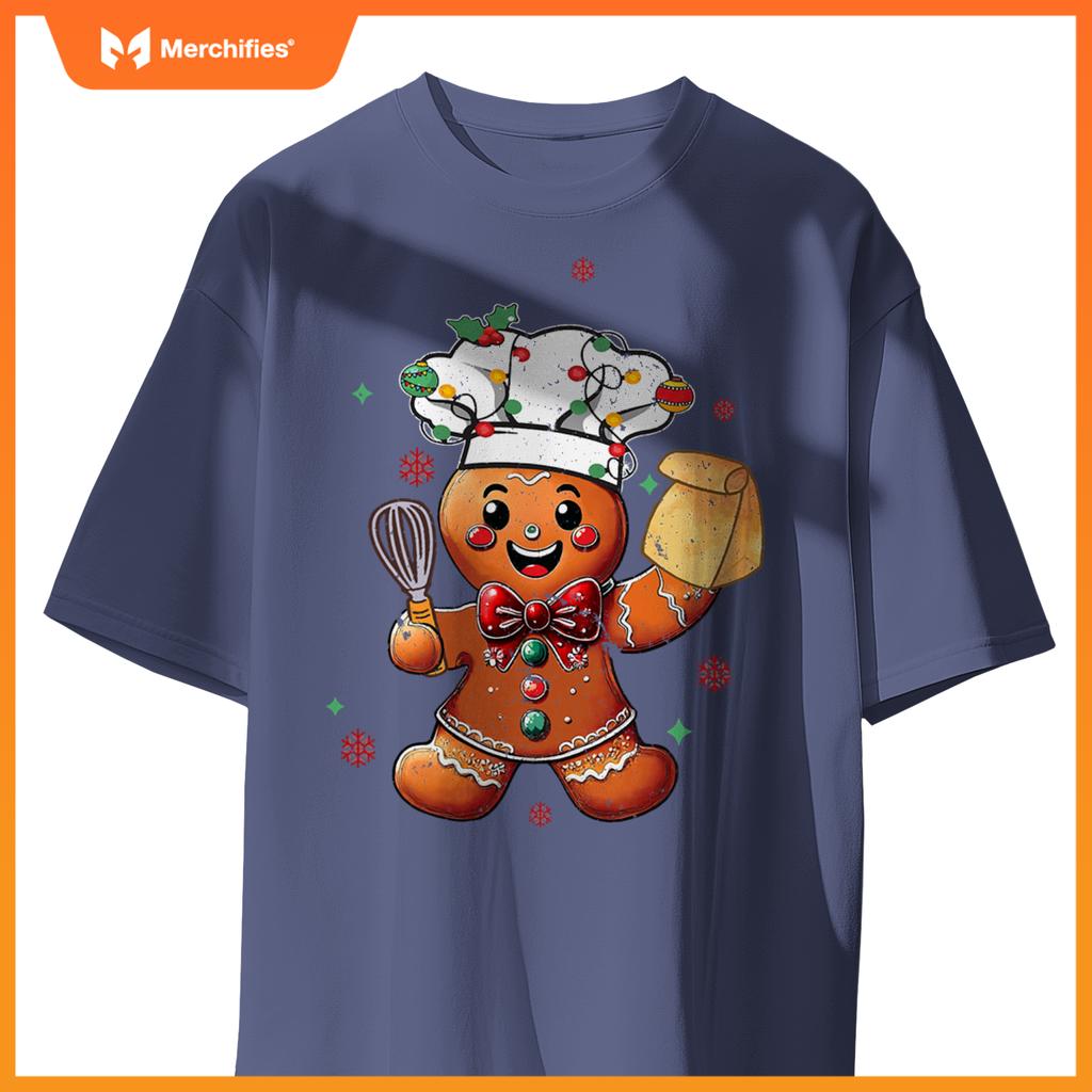 Cute Gingerbread Man Baker Funny Christmas Chef Bake Cookies T-Shirt