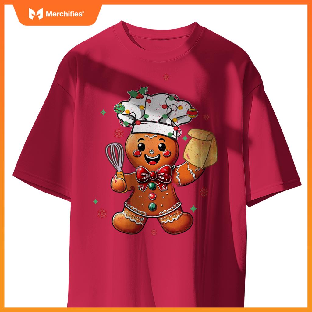 Cute Gingerbread Man Baker Funny Christmas Chef Bake Cookies T-Shirt