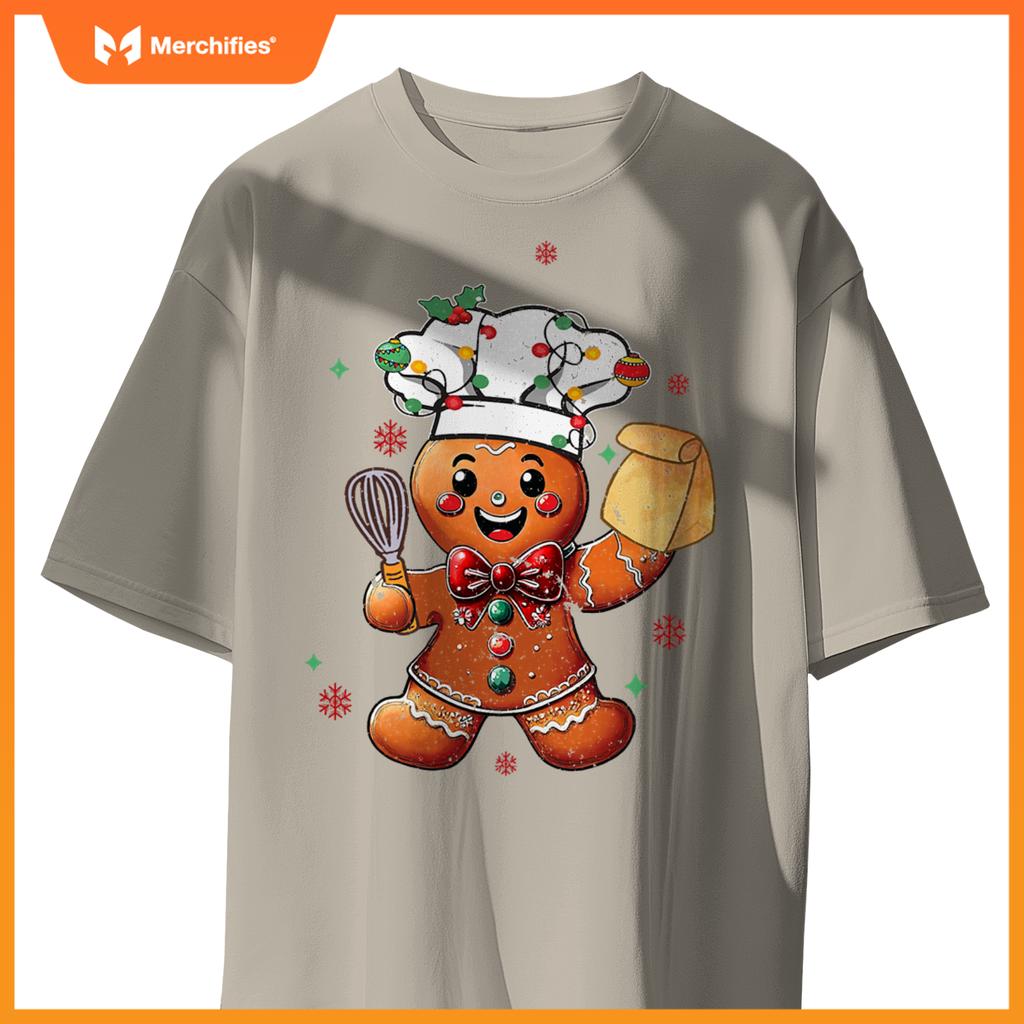 Cute Gingerbread Man Baker Funny Christmas Chef Bake Cookies T-Shirt