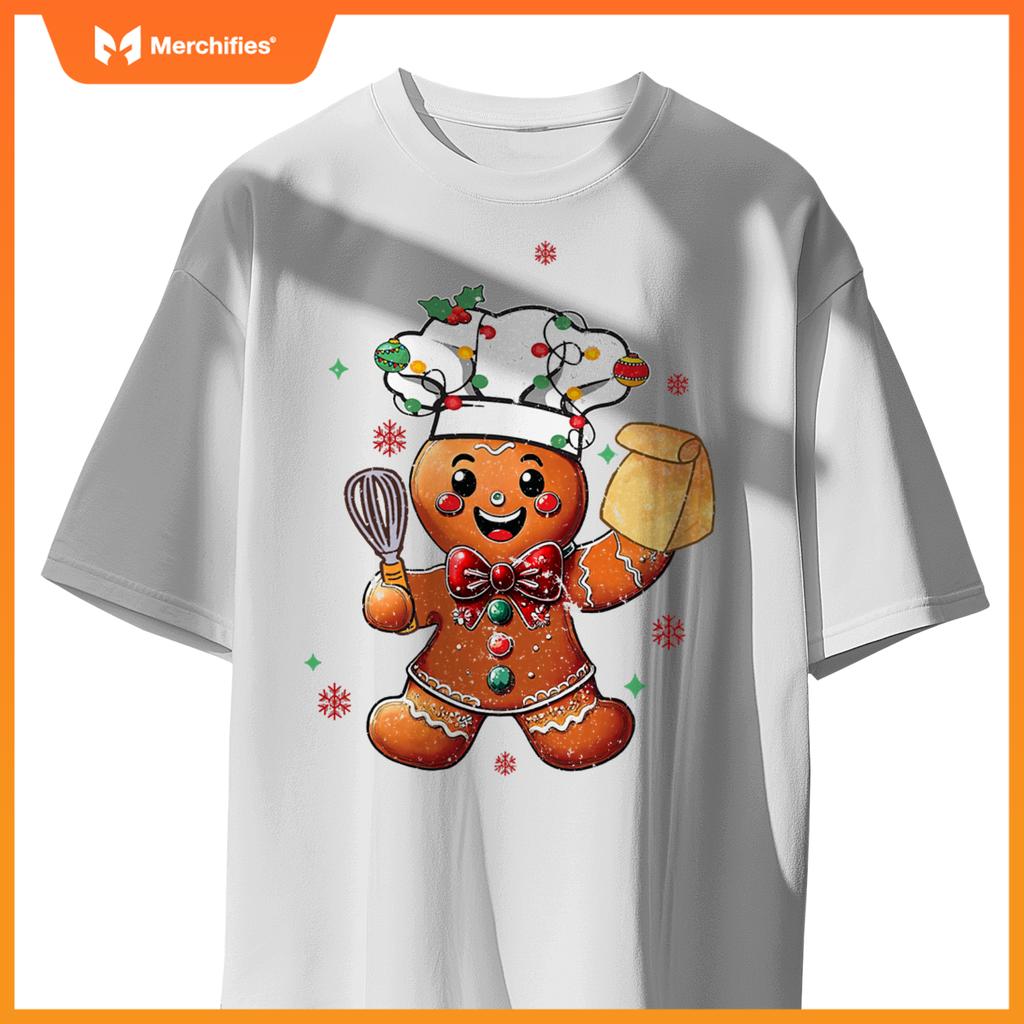 Cute Gingerbread Man Baker Funny Christmas Chef Bake Cookies T-Shirt