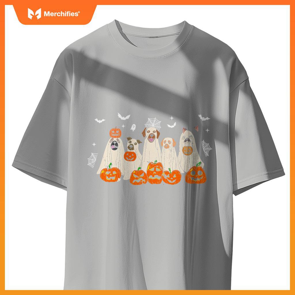 Cute Halloween Ghost Dogs Funny Dog Lovers Men Women T-Shirt