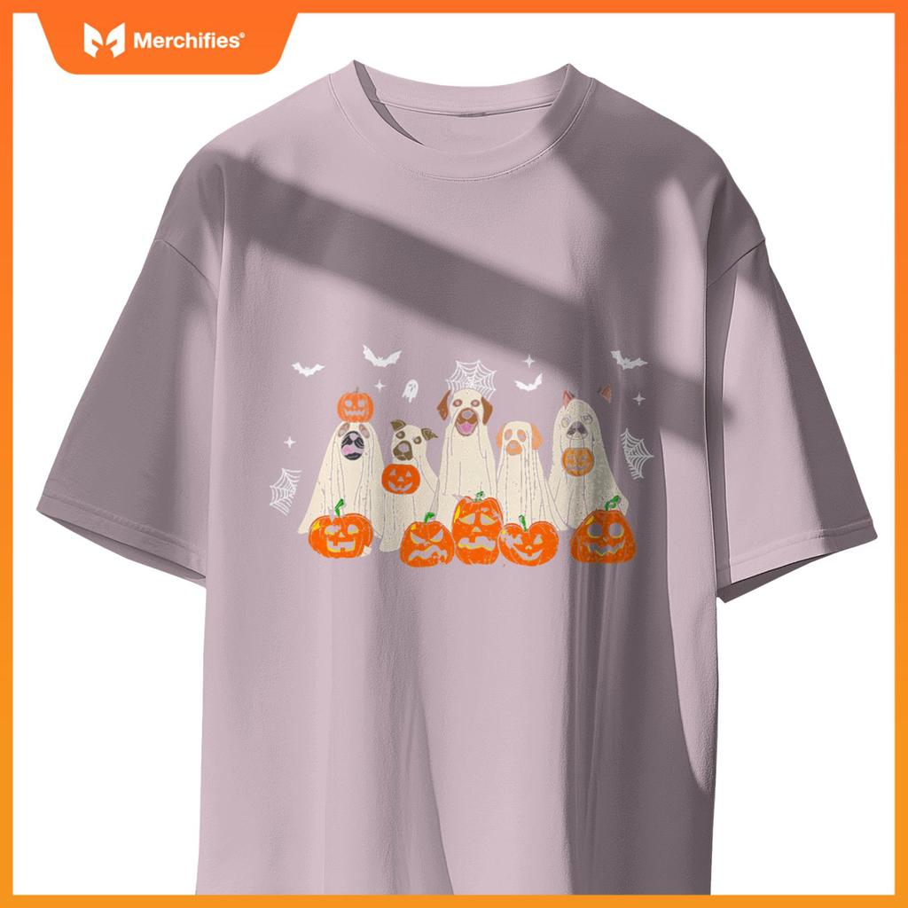 Cute Halloween Ghost Dogs Funny Dog Lovers Men Women T-Shirt