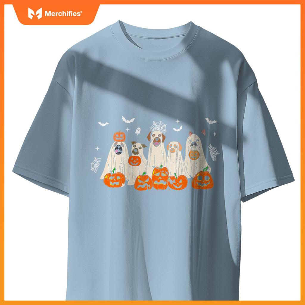 Cute Halloween Ghost Dogs Funny Dog Lovers Men Women T-Shirt
