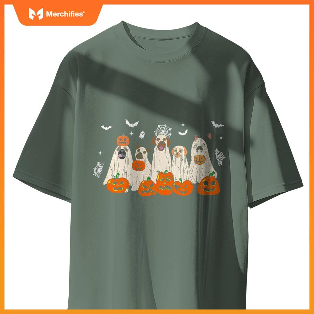 Cute Halloween Ghost Dogs Funny Dog Lovers Men Women T-Shirt