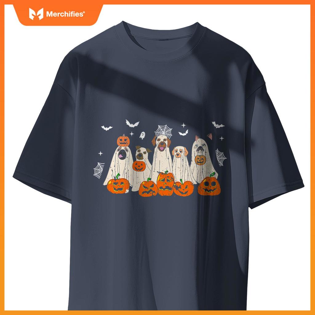 Cute Halloween Ghost Dogs Funny Dog Lovers Men Women T-Shirt