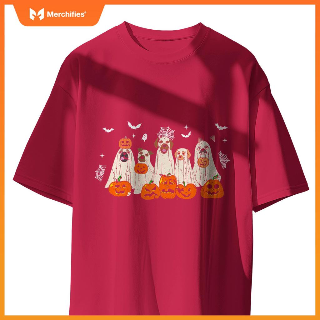 Cute Halloween Ghost Dogs Funny Dog Lovers Men Women T-Shirt