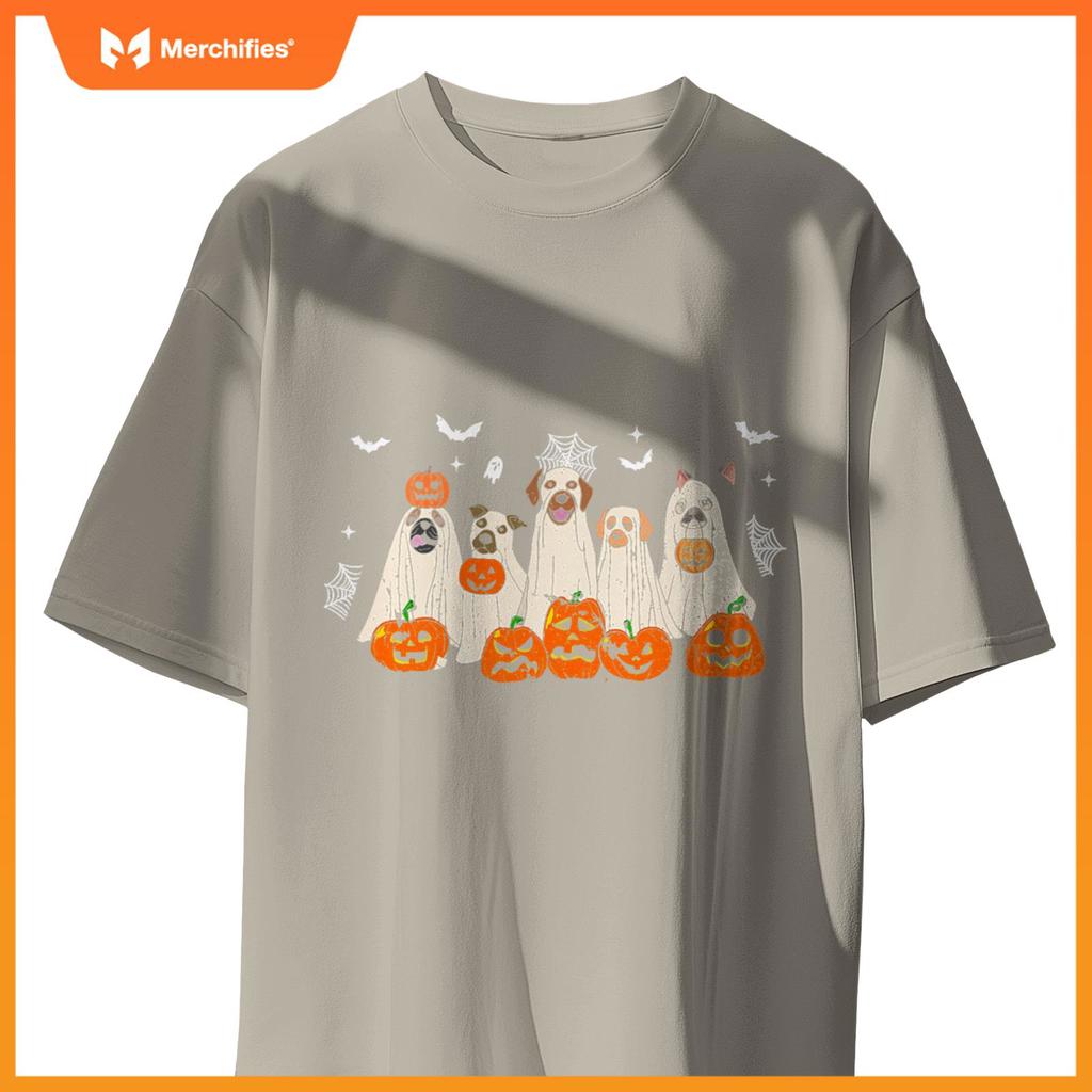 Cute Halloween Ghost Dogs Funny Dog Lovers Men Women T-Shirt