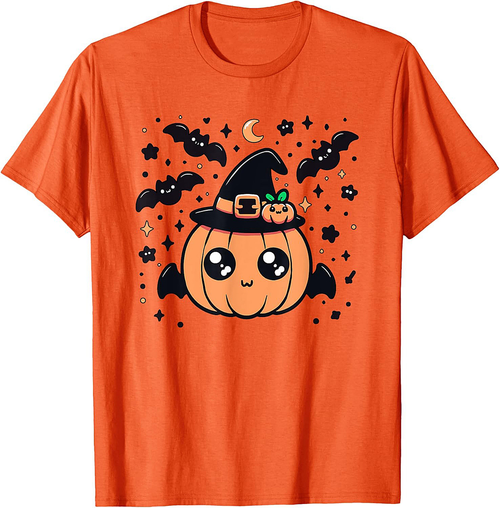 Cute Halloween Pumpkin Bat For Kids and Halloween Lovers T-Shirt