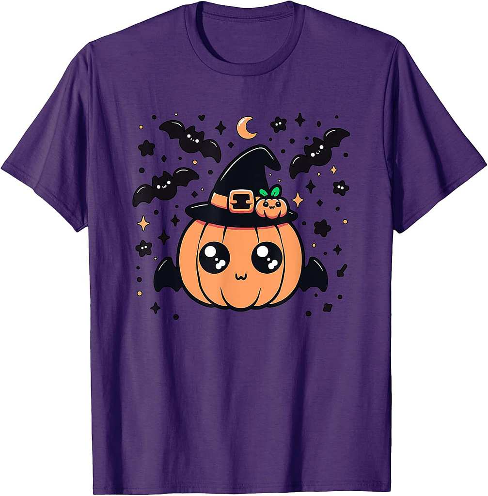 Cute Halloween Pumpkin Bat For Kids and Halloween Lovers T-Shirt