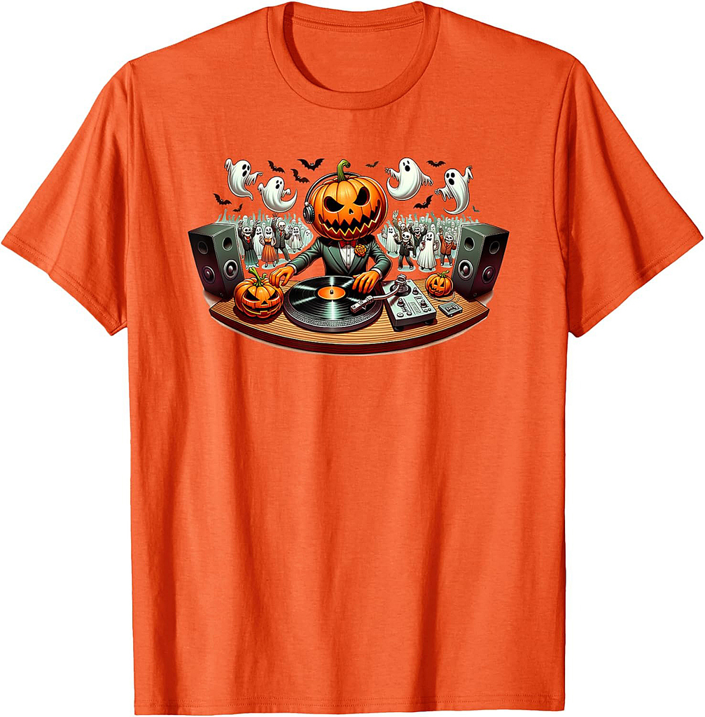Cute Halloween Pumpkin DJ For Kids and Halloween Lovers T-Shirt