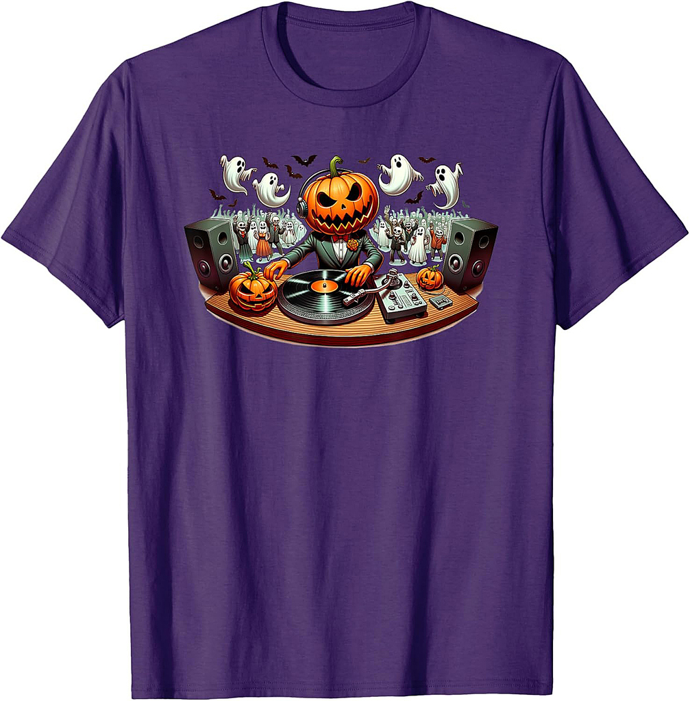 Cute Halloween Pumpkin DJ For Kids and Halloween Lovers T-Shirt