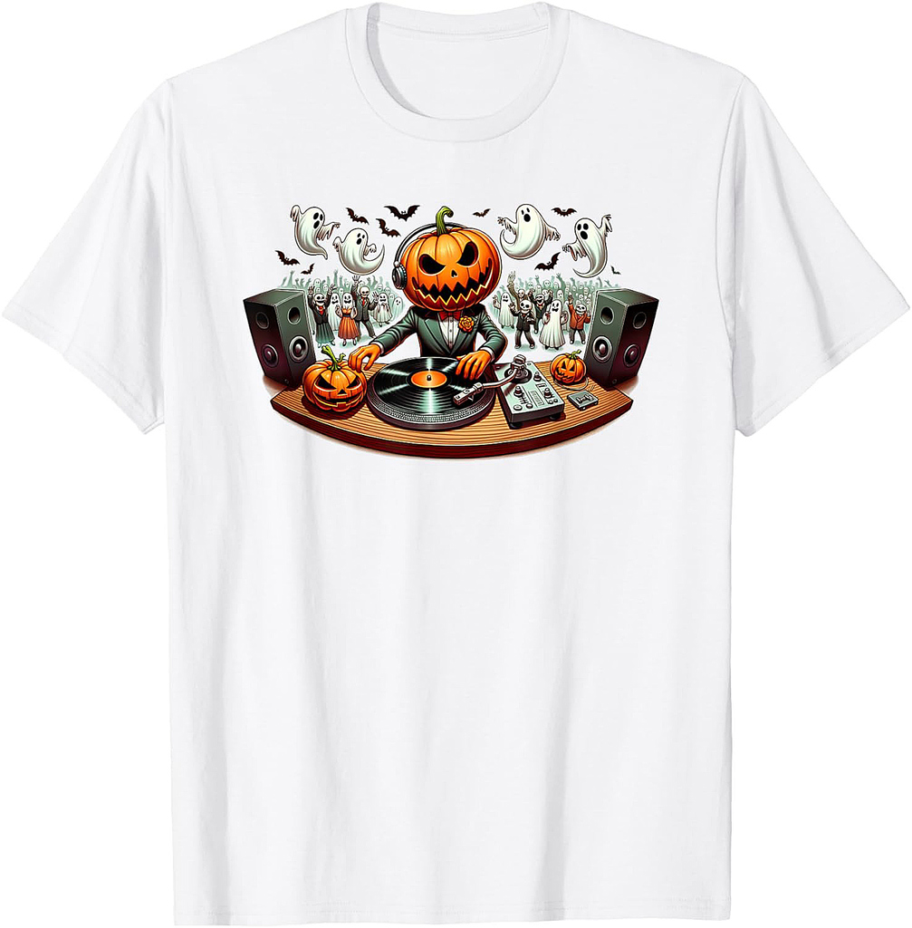 Cute Halloween Pumpkin DJ For Kids and Halloween Lovers T-Shirt