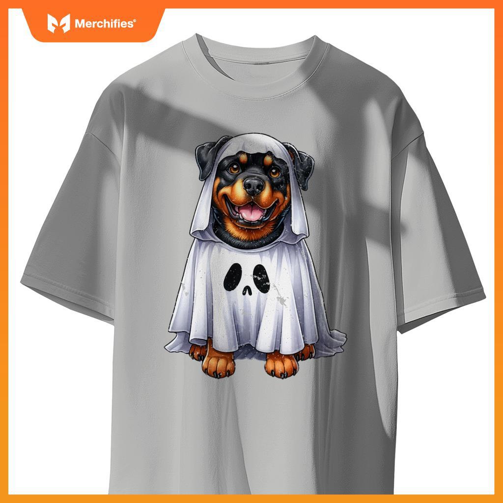 Cute Halloween Rottweiler Dog as Ghost Dog Owner Dogs T-Shirt