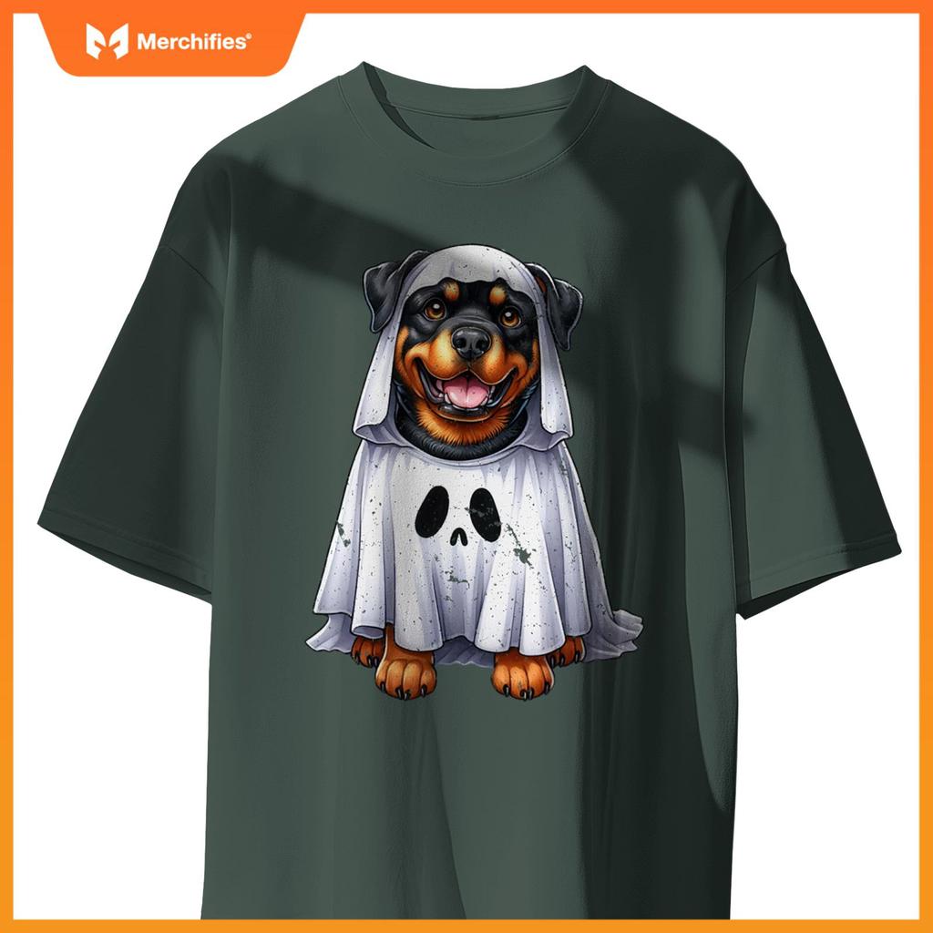 Cute Halloween Rottweiler Dog as Ghost Dog Owner Dogs T-Shirt
