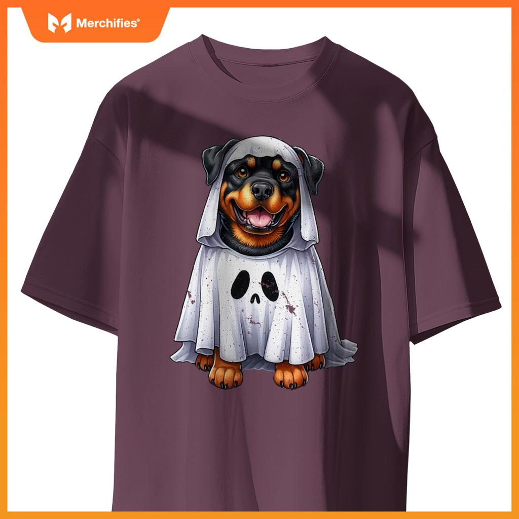 Cute Halloween Rottweiler Dog as Ghost Dog Owner Dogs T-Shirt