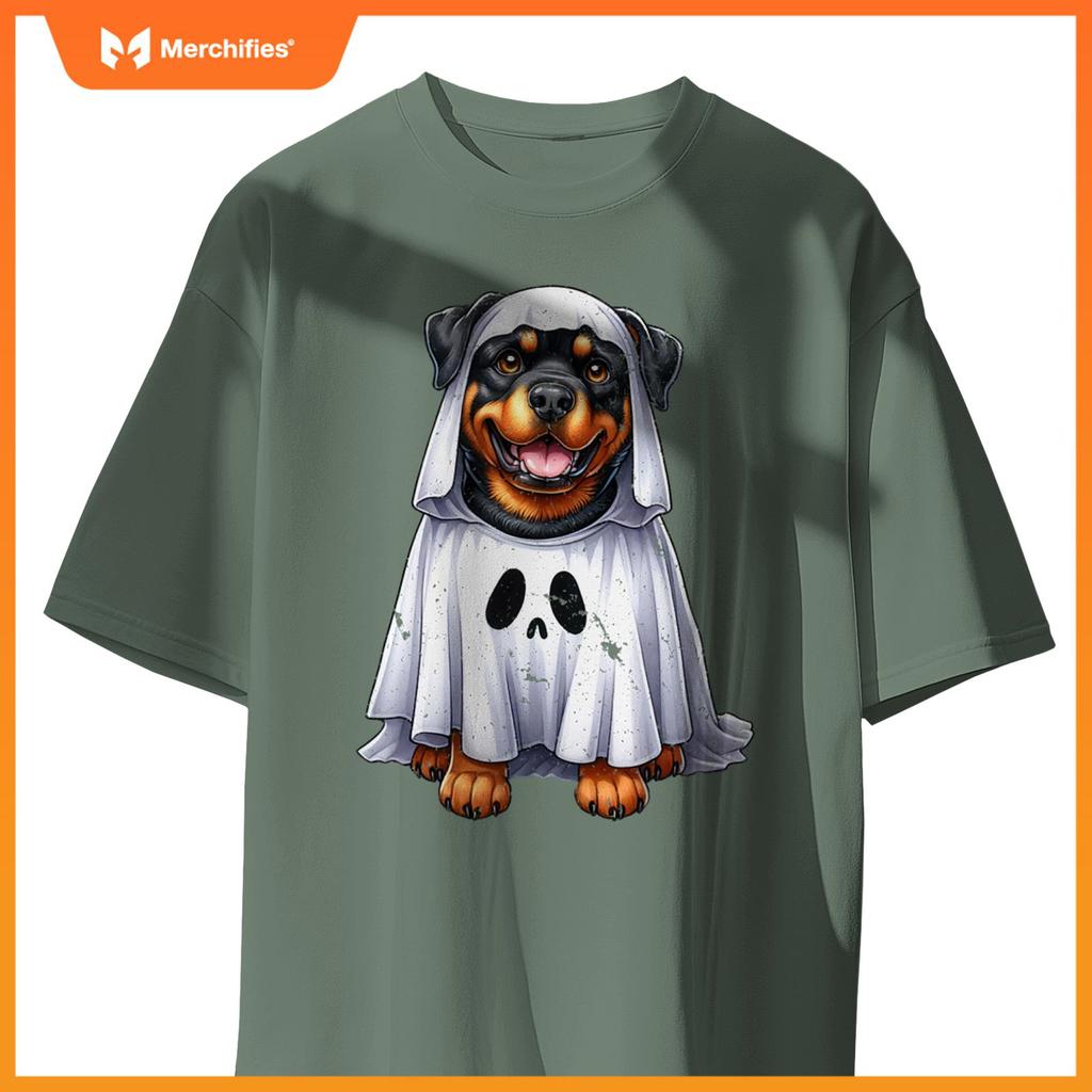 Cute Halloween Rottweiler Dog as Ghost Dog Owner Dogs T-Shirt