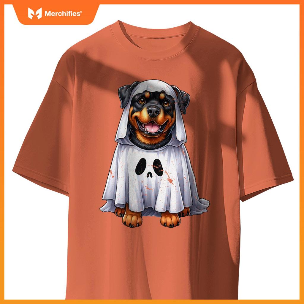 Cute Halloween Rottweiler Dog as Ghost Dog Owner Dogs T-Shirt