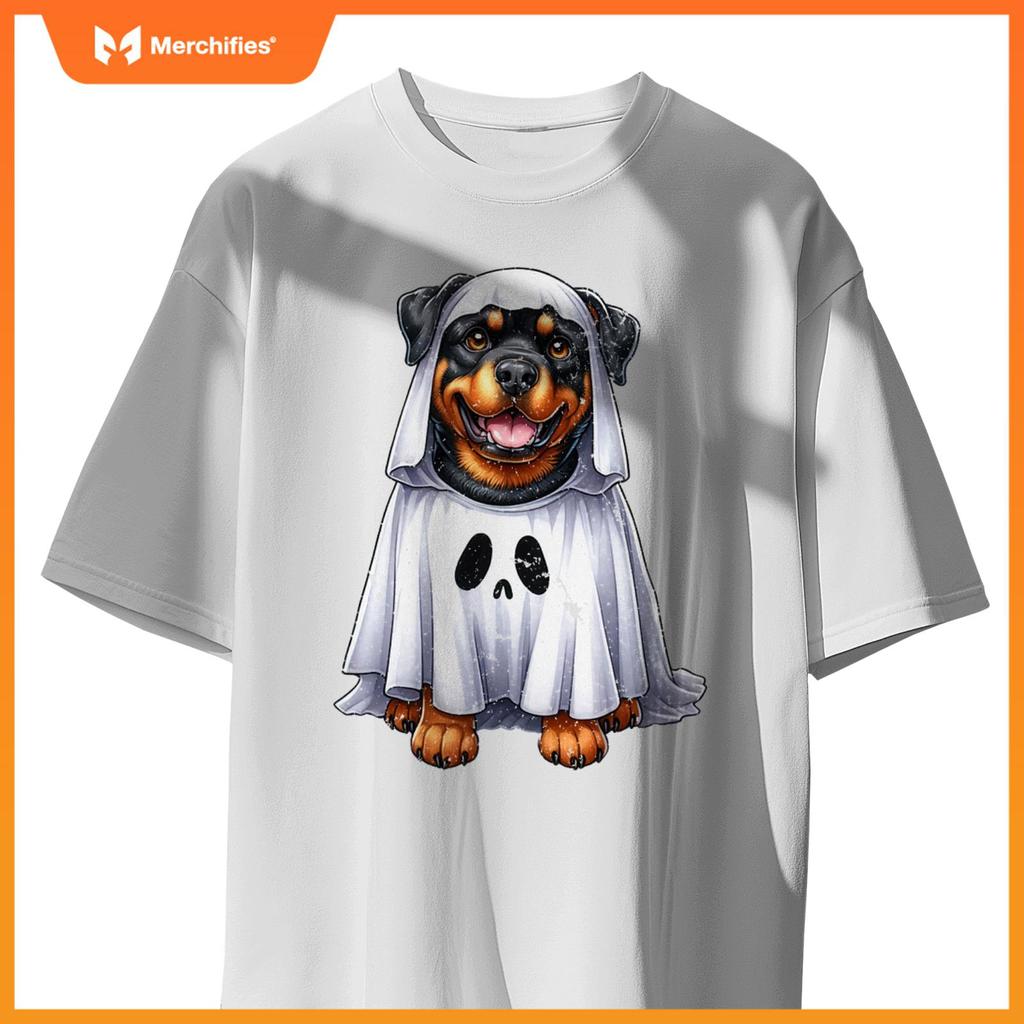Cute Halloween Rottweiler Dog as Ghost Dog Owner Dogs T-Shirt