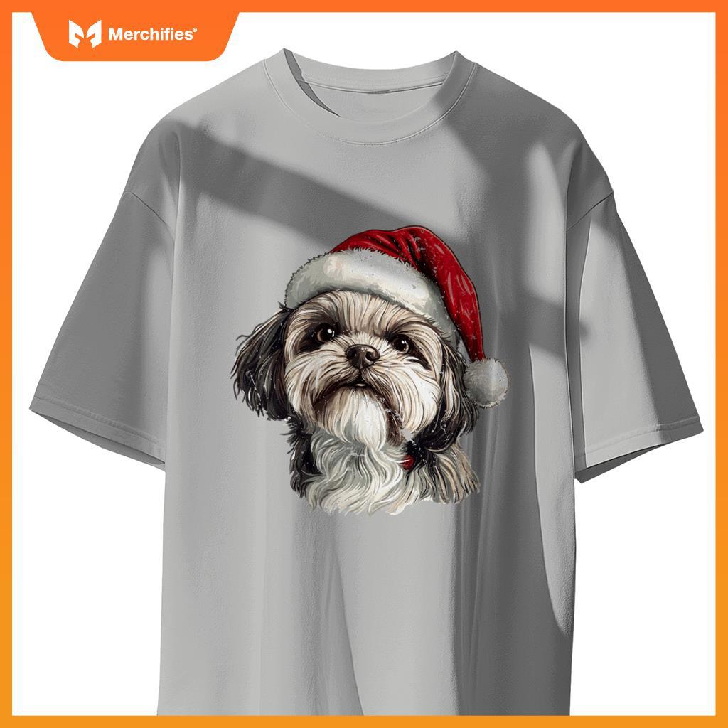 Cute Shih Tzu Dog Christmas Merry X-mas Graphic T-Shirt