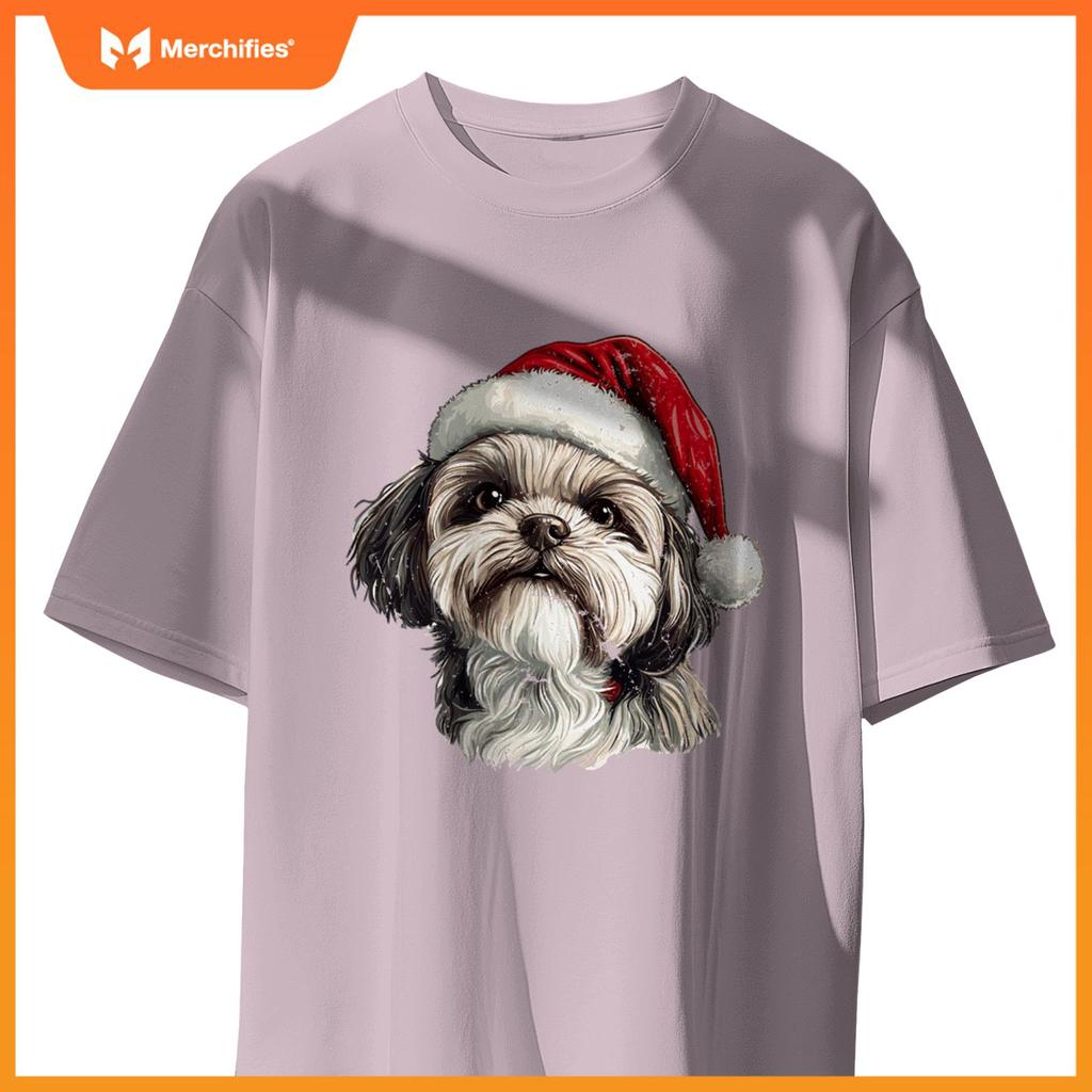 Cute Shih Tzu Dog Christmas Merry X-mas Graphic T-Shirt