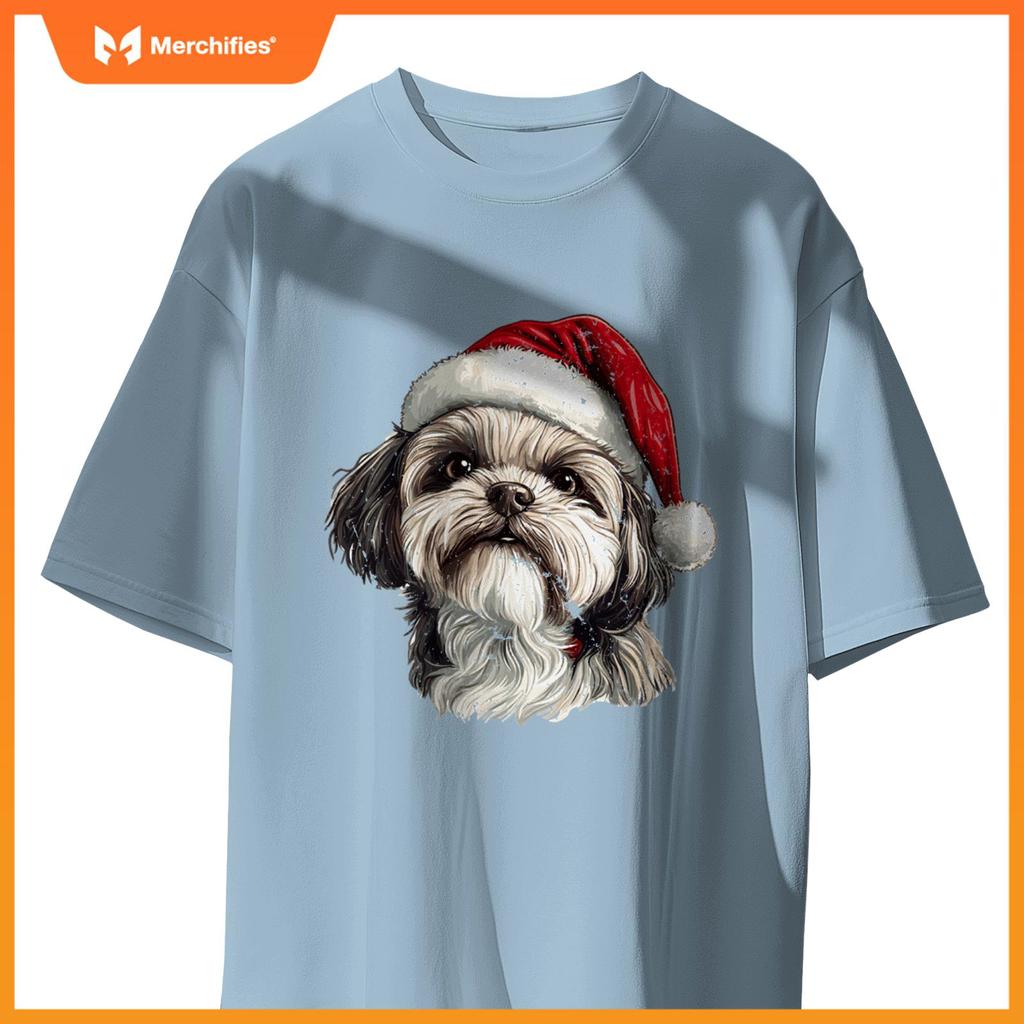Cute Shih Tzu Dog Christmas Merry X-mas Graphic T-Shirt