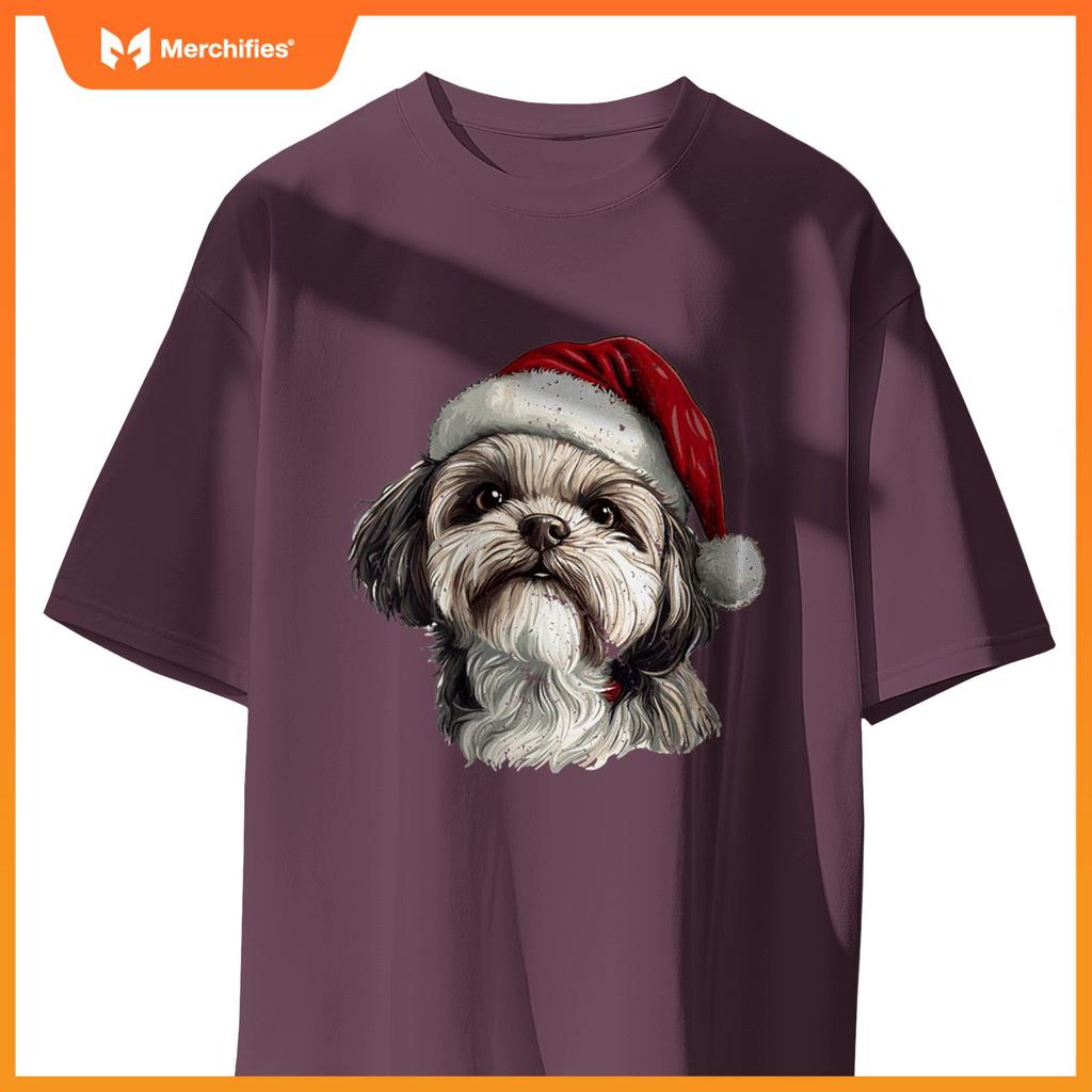 Cute Shih Tzu Dog Christmas Merry X-mas Graphic T-Shirt