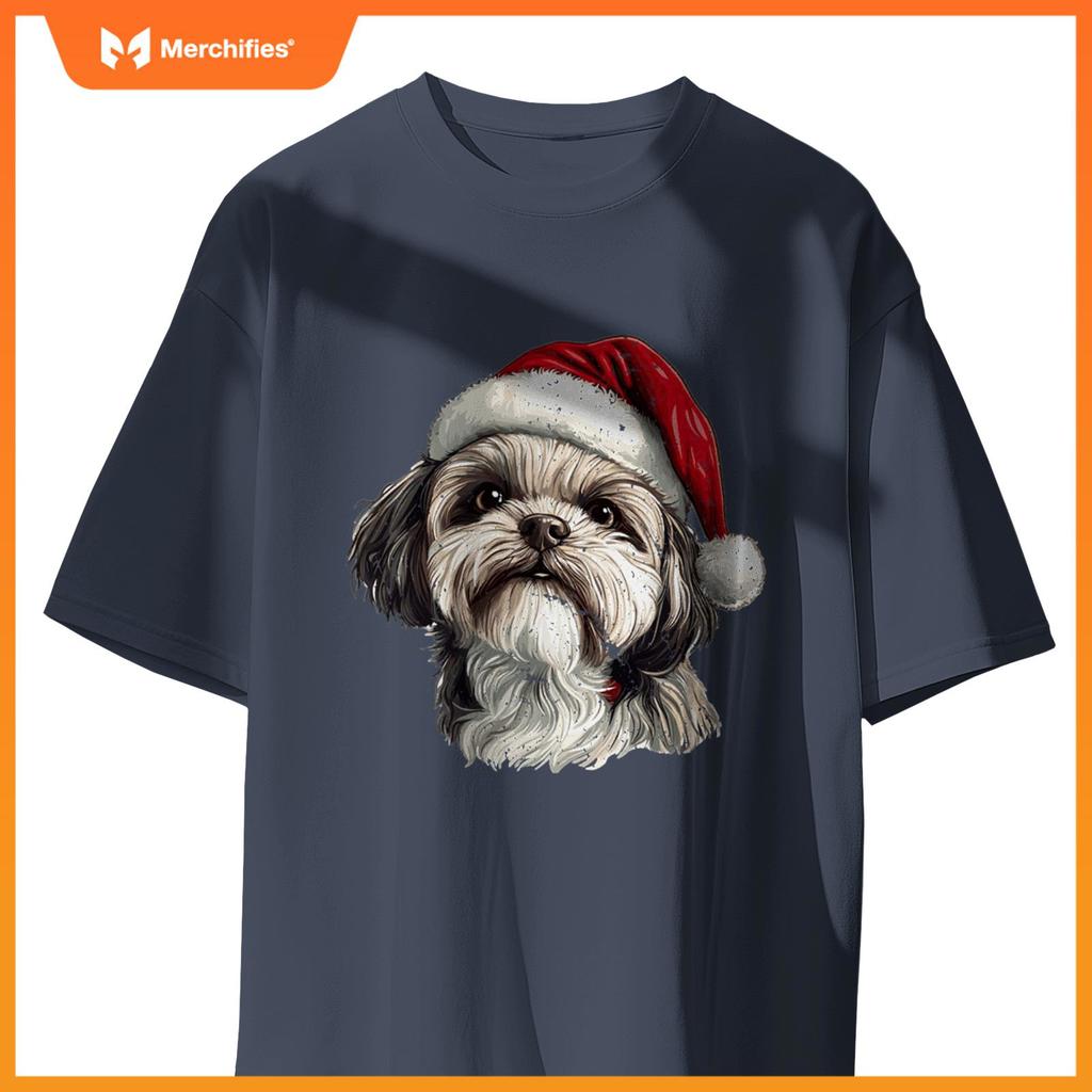Cute Shih Tzu Dog Christmas Merry X-mas Graphic T-Shirt