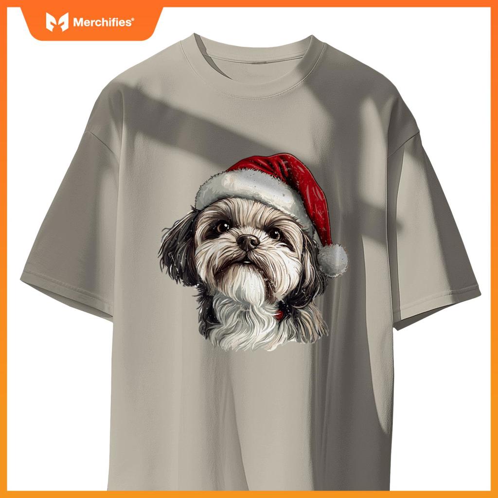 Cute Shih Tzu Dog Christmas Merry X-mas Graphic T-Shirt