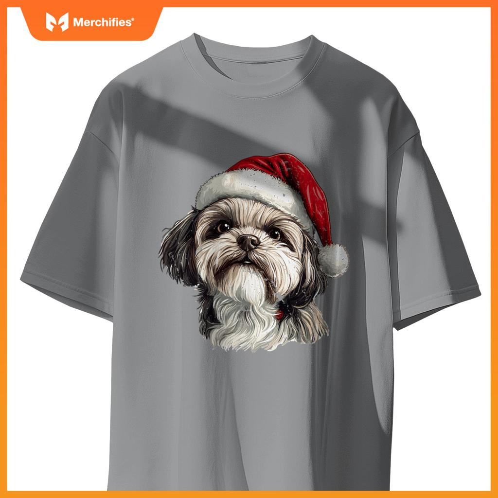 Cute Shih Tzu Dog Christmas Merry X-mas Graphic T-Shirt
