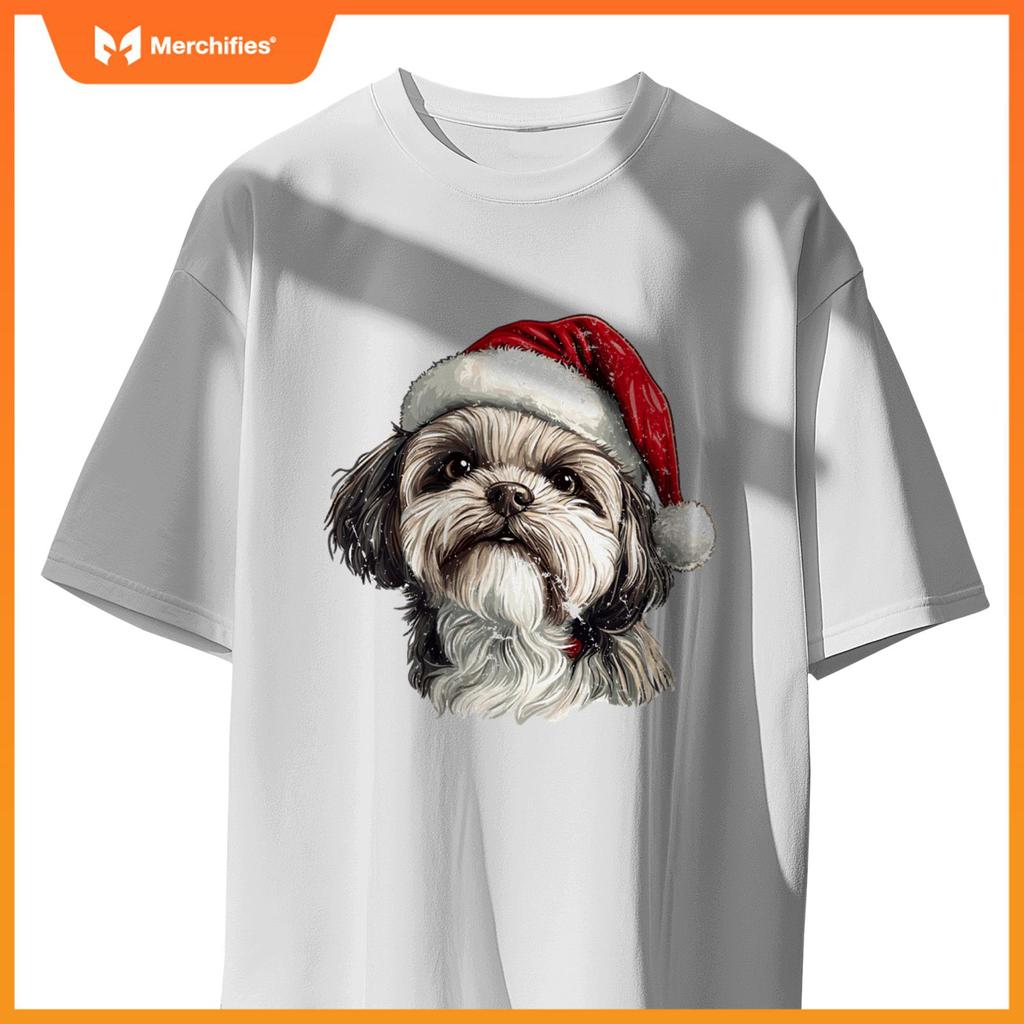 Cute Shih Tzu Dog Christmas Merry X-mas Graphic T-Shirt