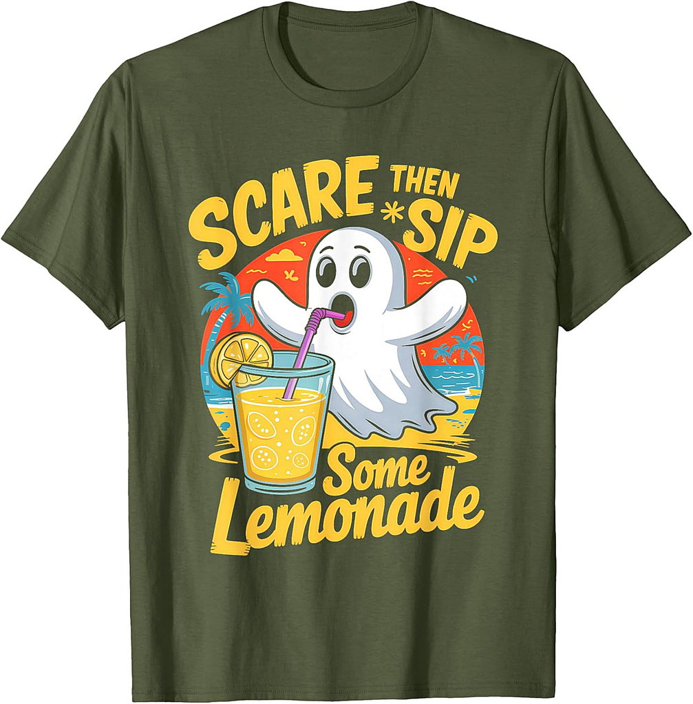 Cute Summerween Ghost Funny Beach Halloween T-Shirt