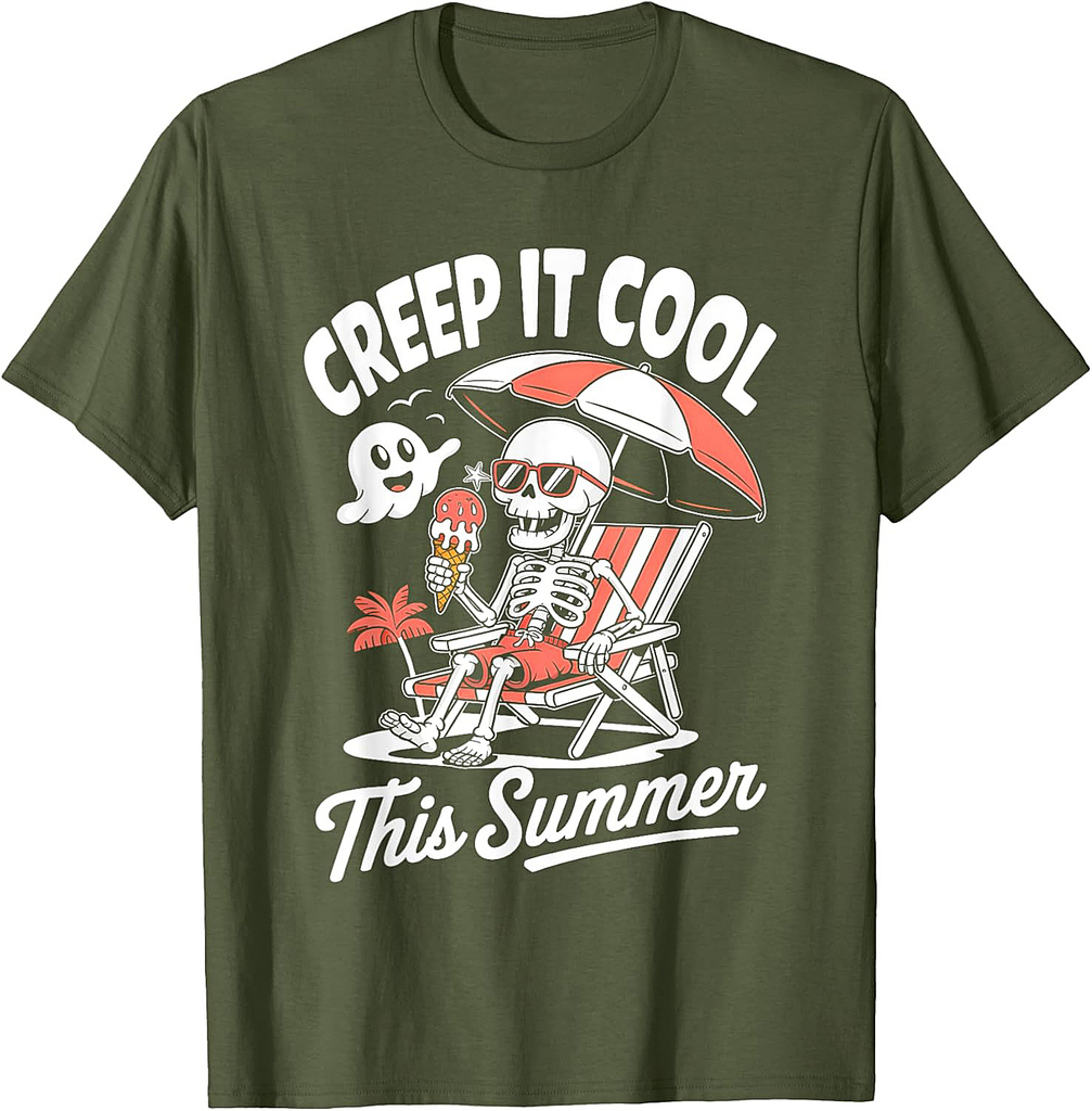 Cute Summerween Ghost Funny Beach Halloween T-Shirt